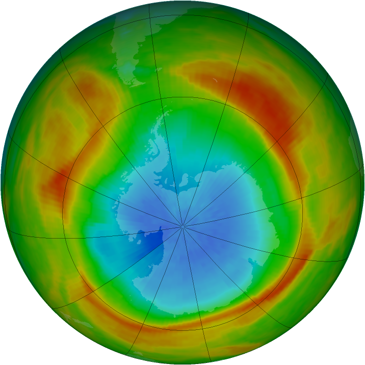 Antarctic ozone map for 25 October 1981